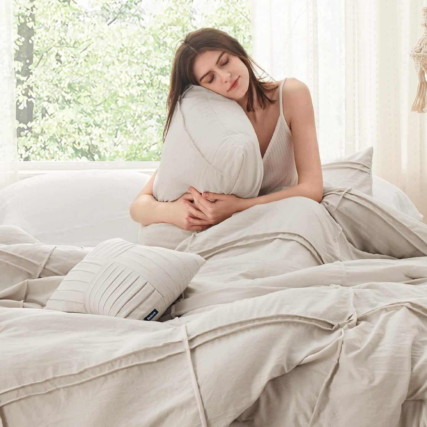Striped Tufted Embroidery Duvet Cover Set