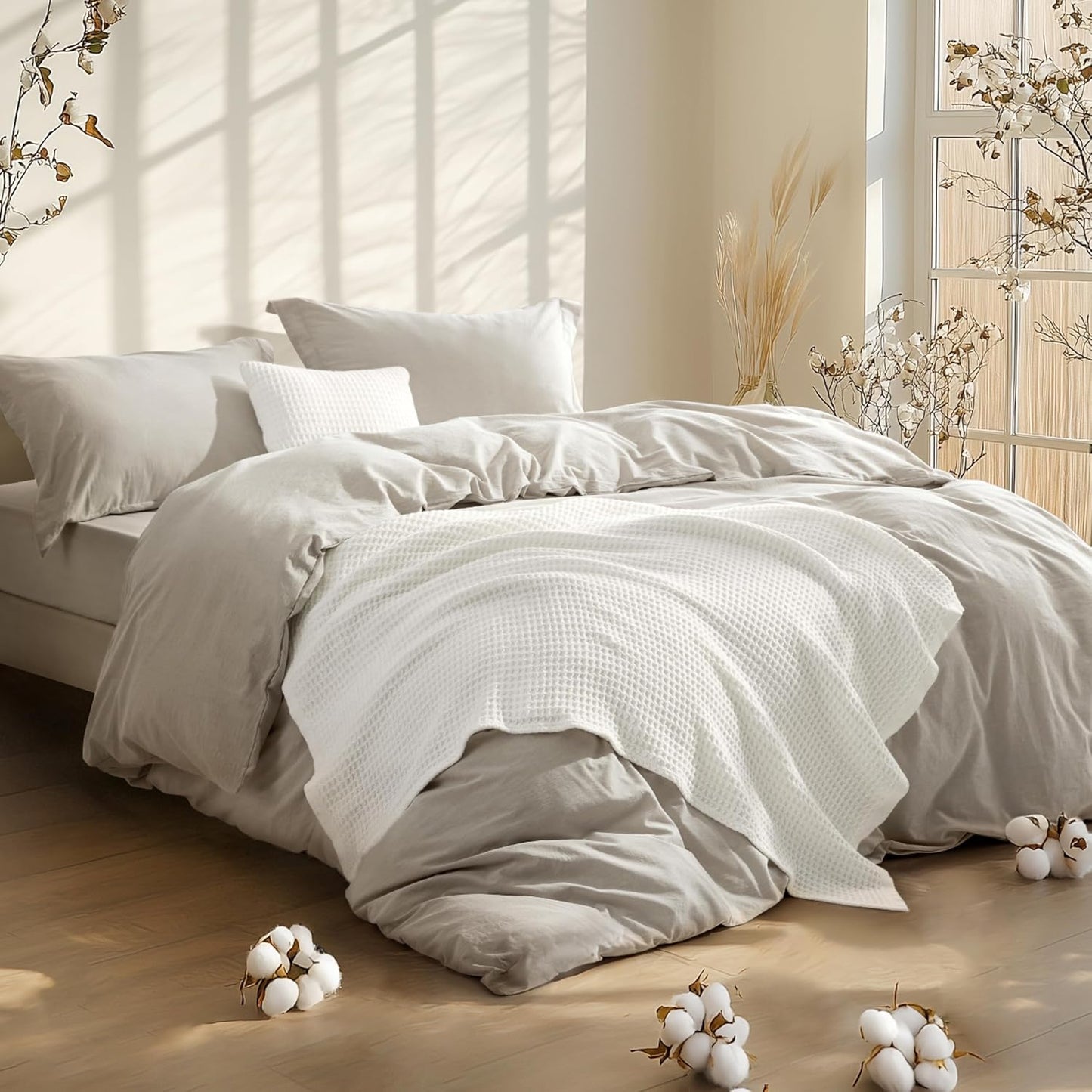 5 Piece Cotton Waffle Weave Bed-in-a-bag