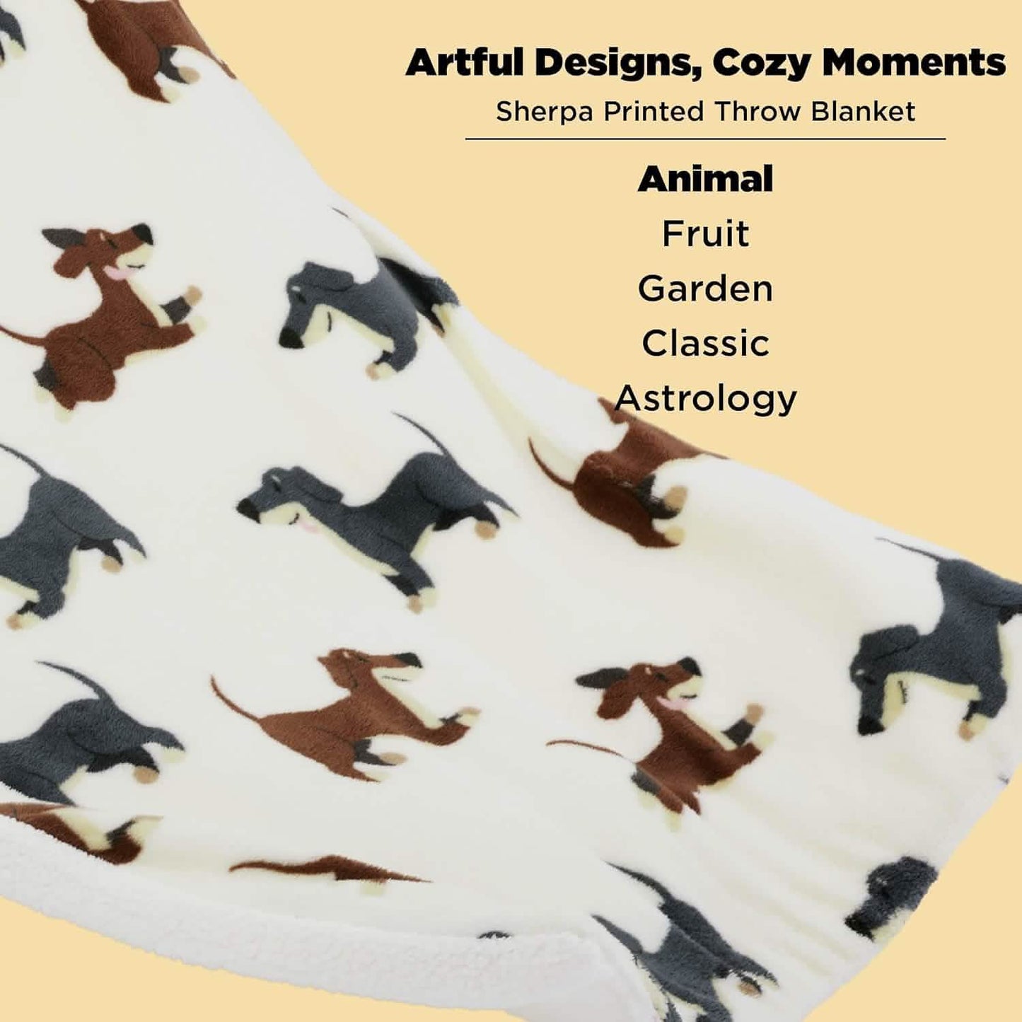 Printed Throw Sherpa Blanket Print-dachshund