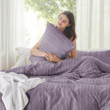 Striped Tufted Embroidery Duvet Cover Set