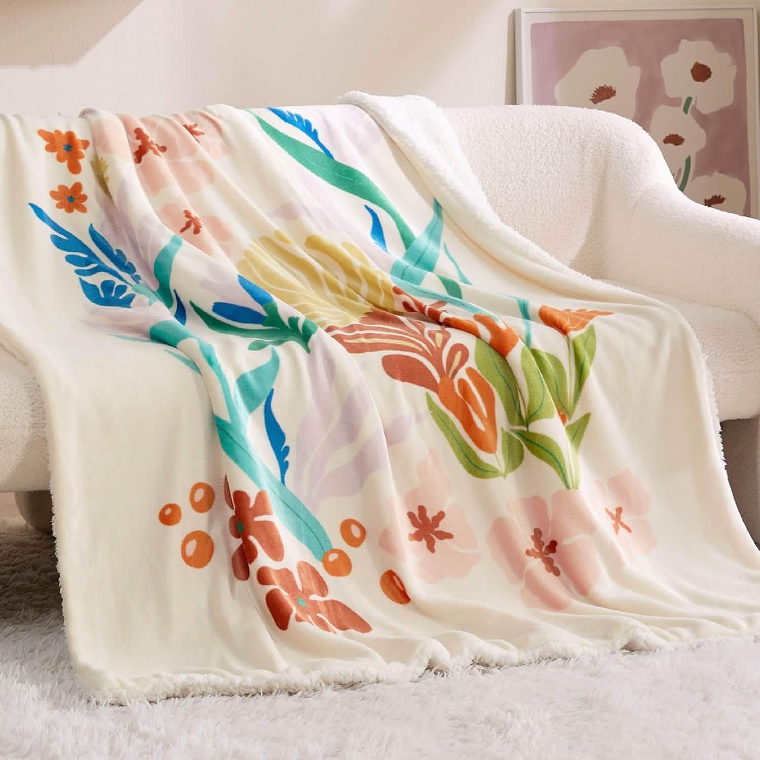 GentleSoft™ Printed Throw Sherpa Blanket Print