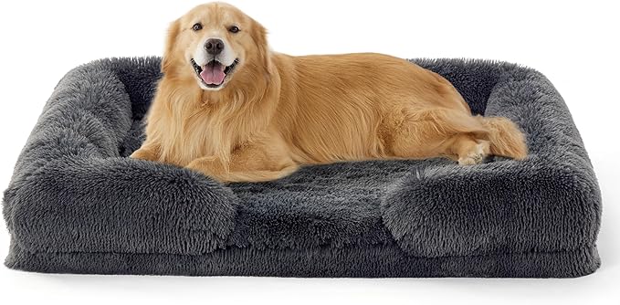 Orthopedic Long Faux Fur Flannel Dog Sofa