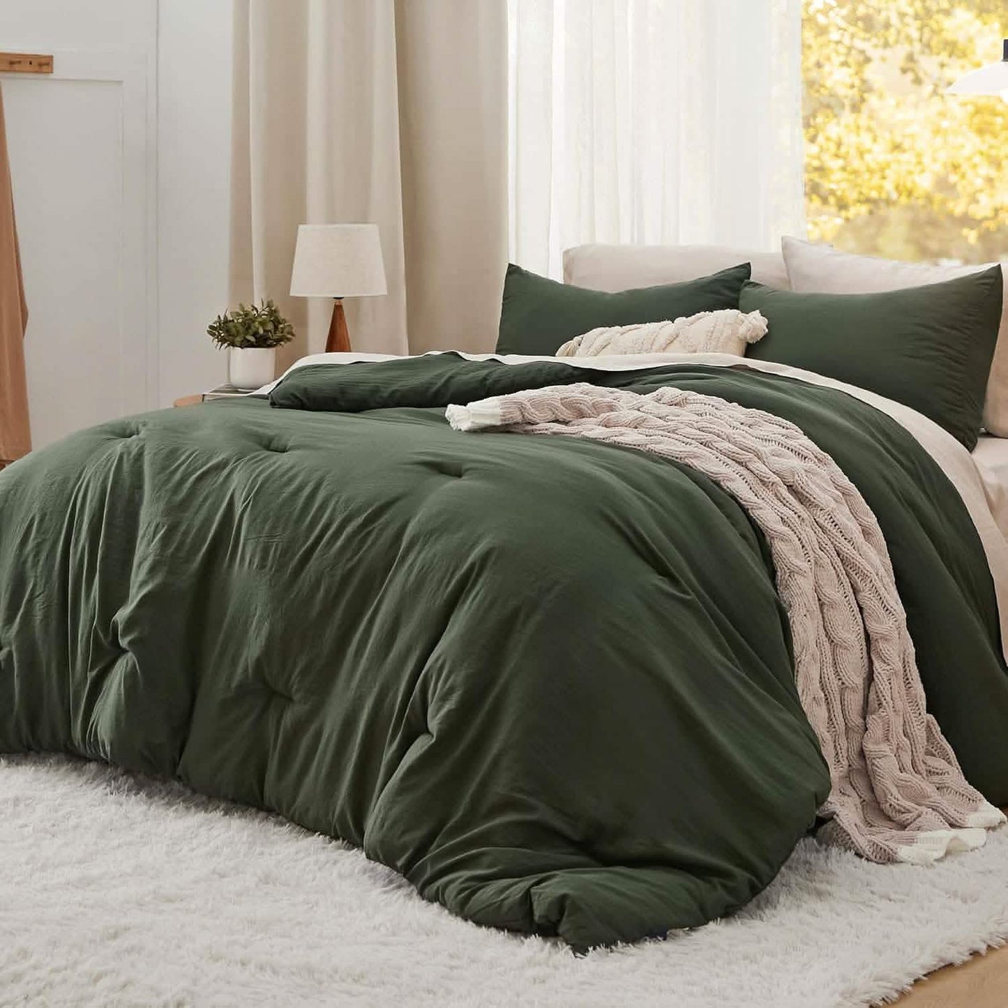 Prewashed Plain Comforter Set
