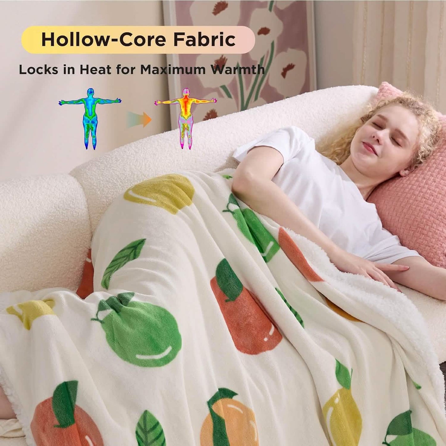 Printed Throw Sherpa Blanket citrus