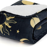 Bedsure Printed Throw Sherpa Blanket Sun and Moon