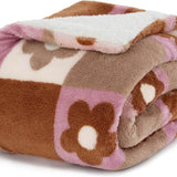 Bedsure Printed Throw Sherpa Blanket flower Checkboard