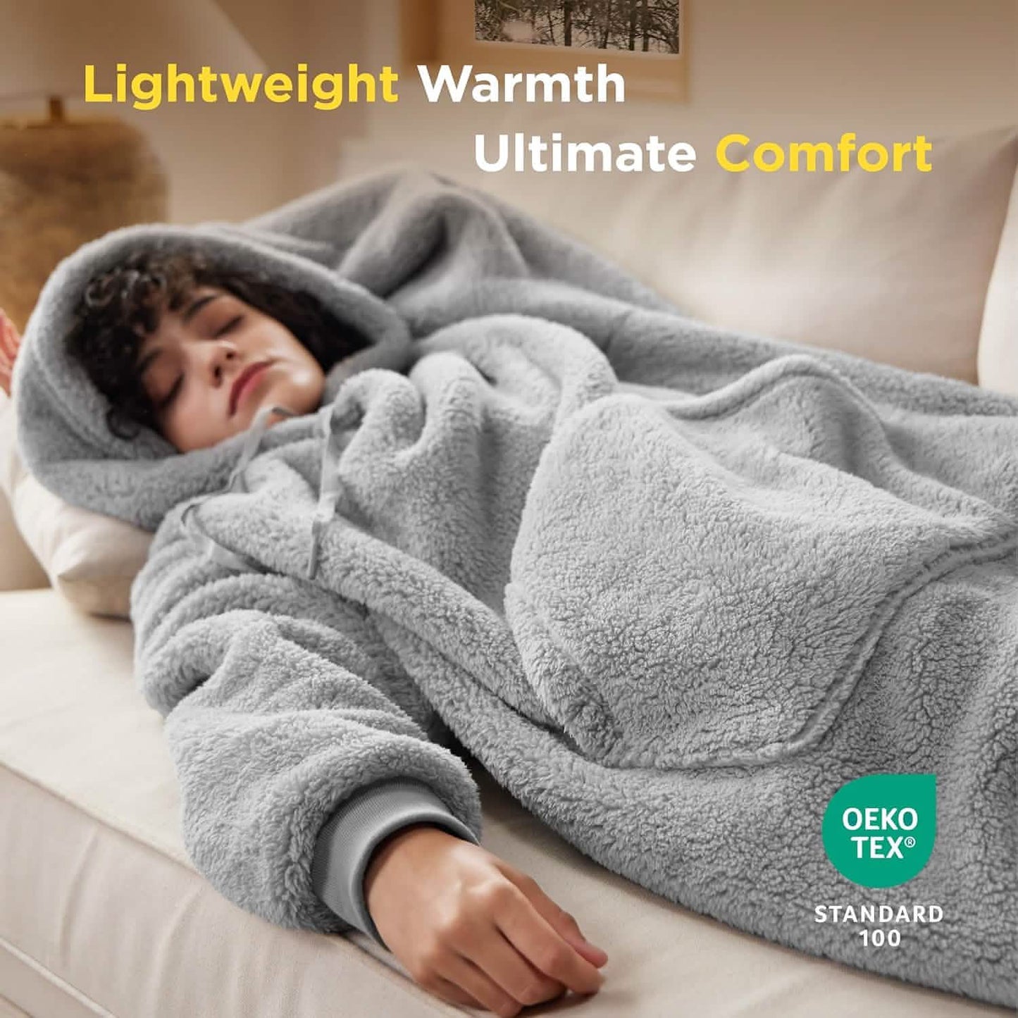 GentleSoft™ Ultra Soft Long Shaggy Sherpa Hooded Blanket