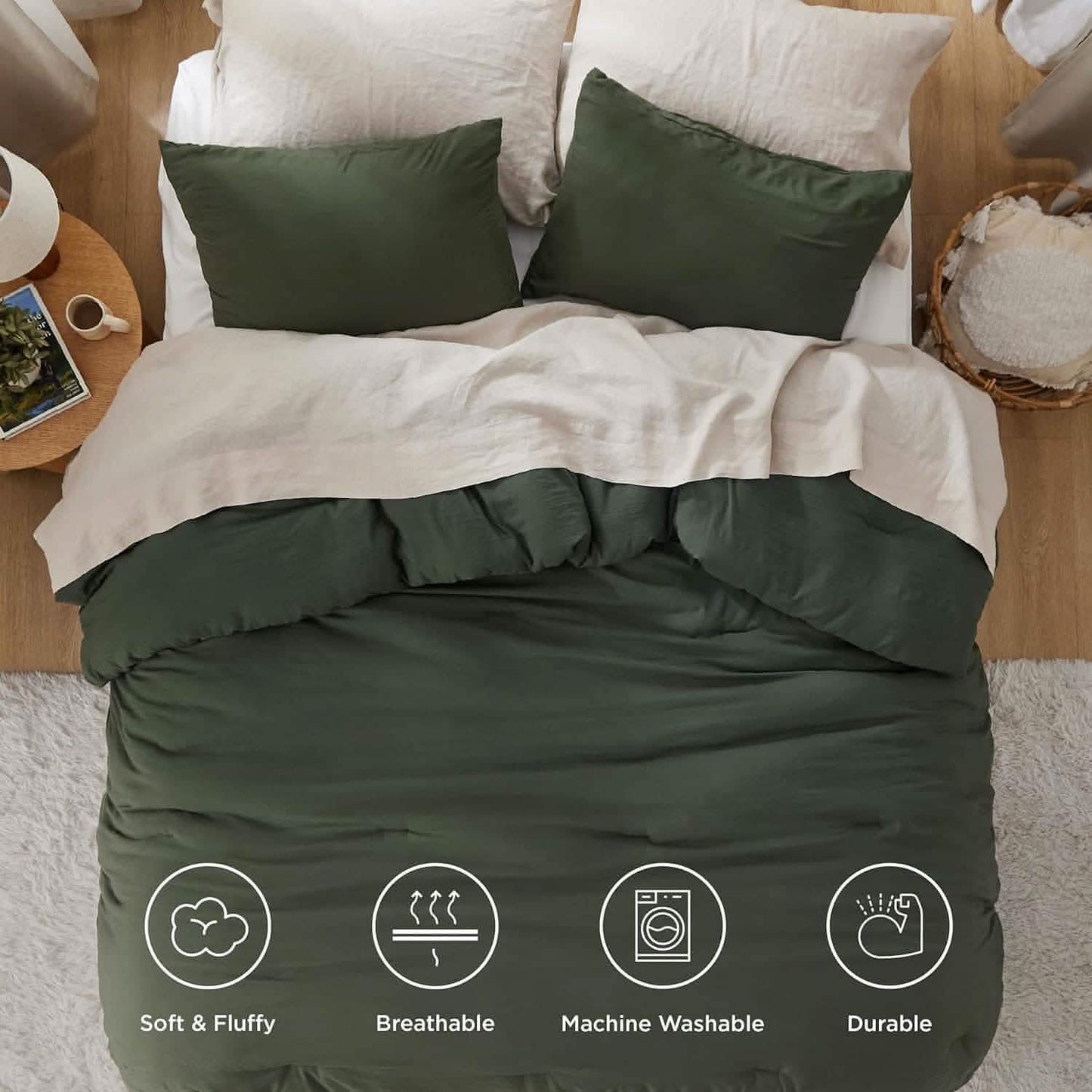 Prewashed Plain Comforter Set