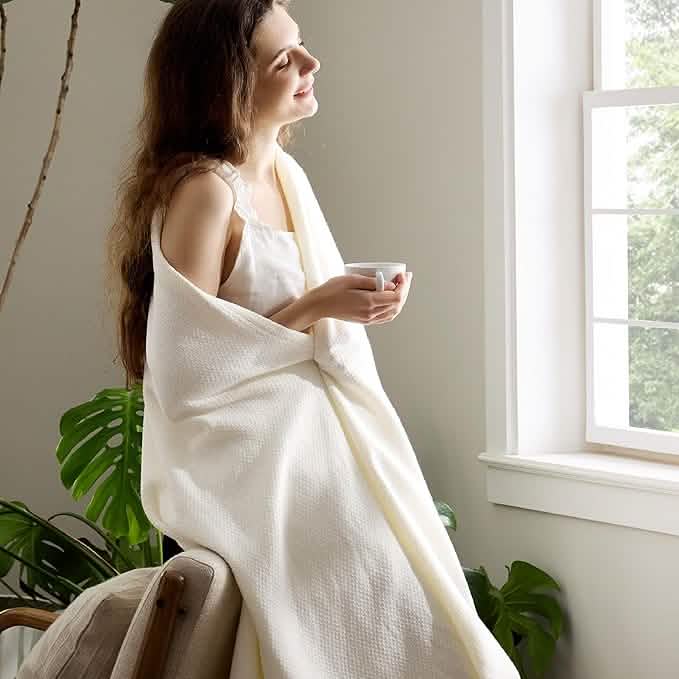 100% Cotton Herringbone Woven Blanket