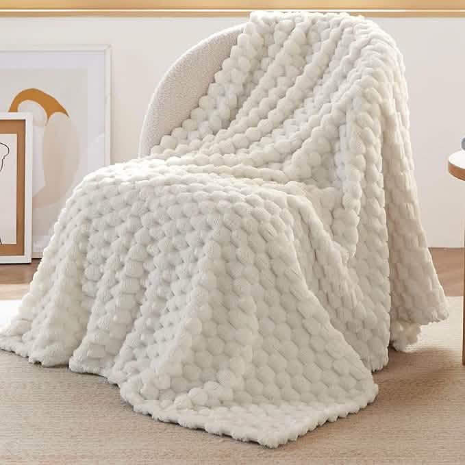 Textured Bubble Flannel Fleece Blanket