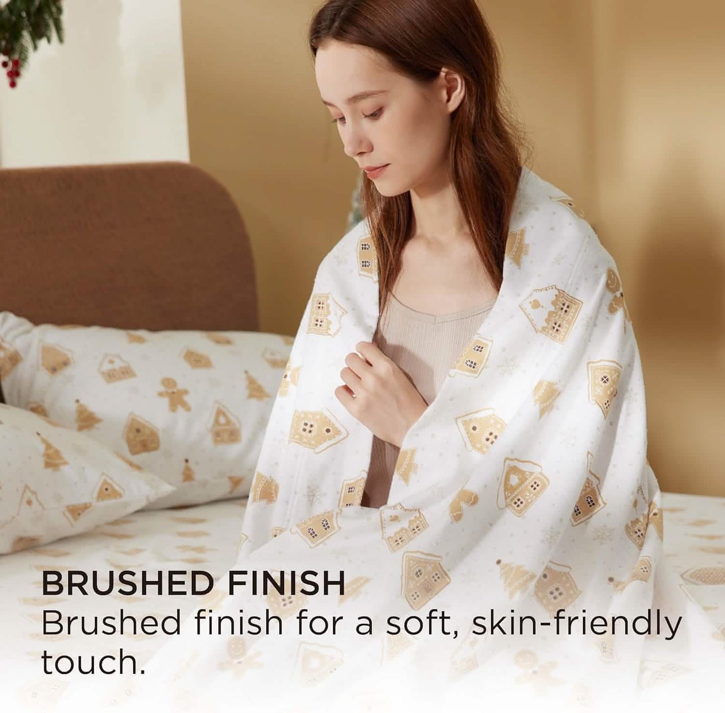 100% Cotton Flannel Sheets Almond Buff