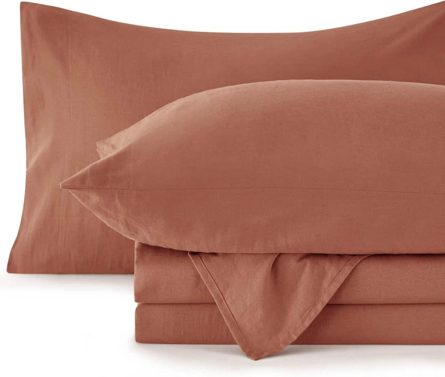 Breathable Cotton Linen Bed Sheet Set