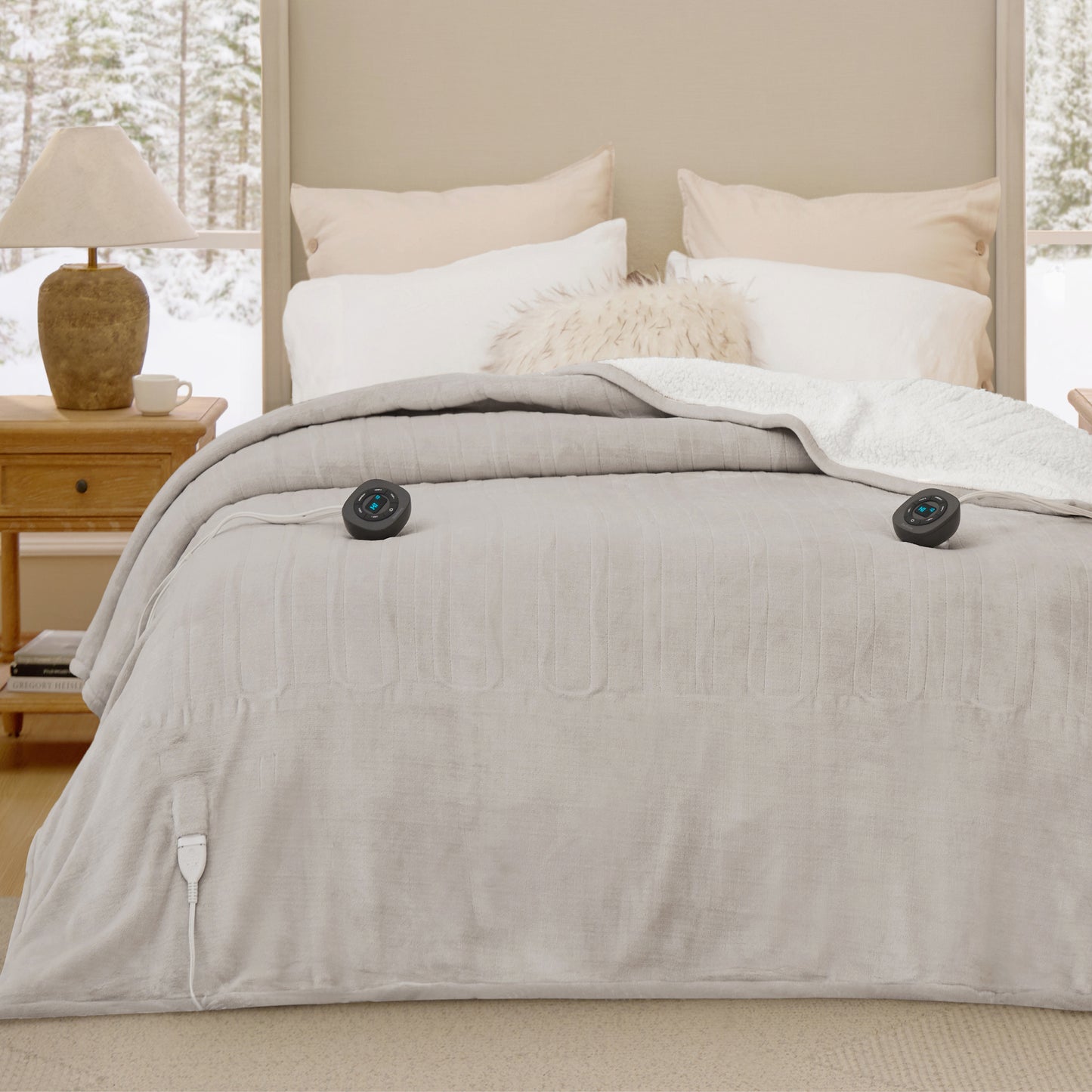 Solid Flannel Heated Blanket