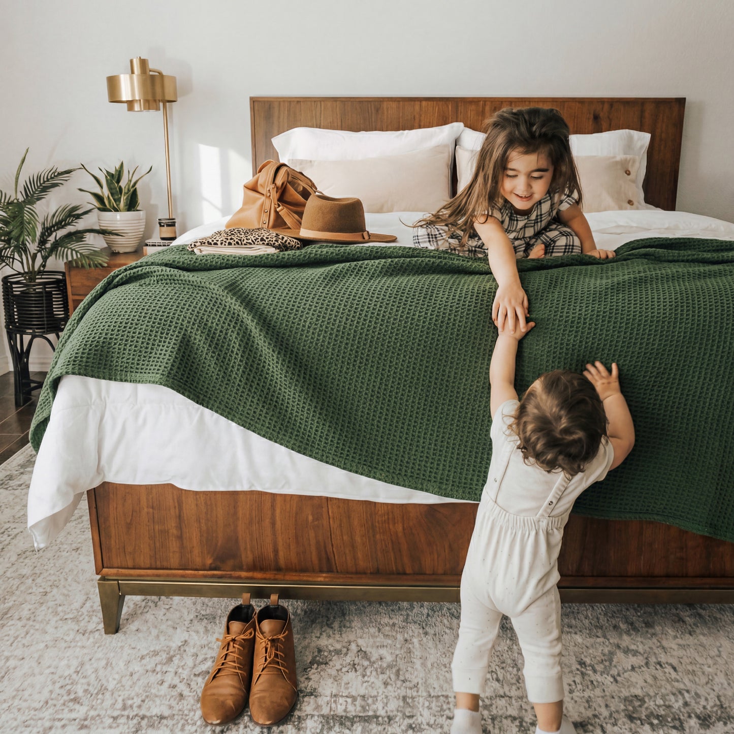 Pure Cutton Baske Weave Blanket
