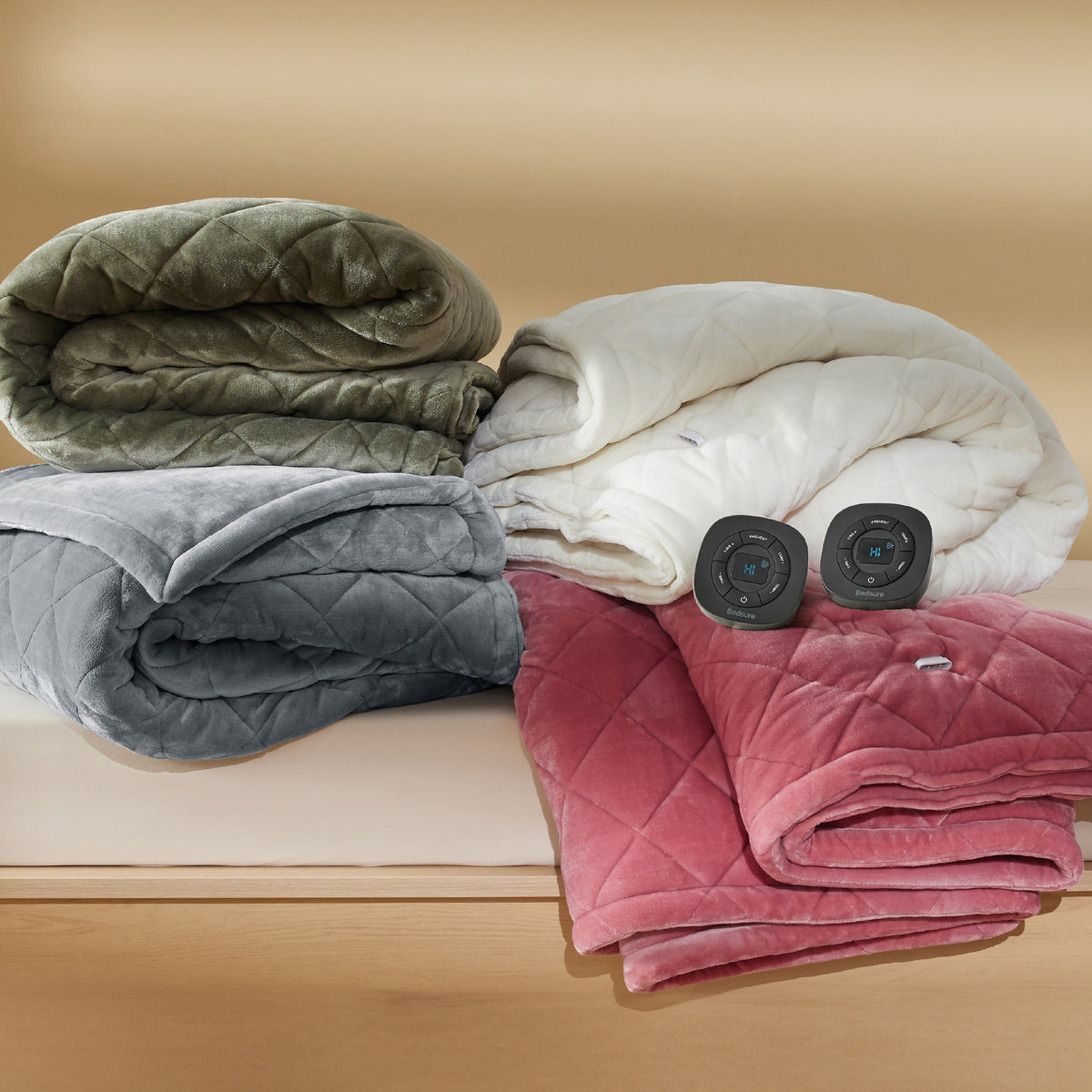 Quilted Sherpa Fleece Heated Blanket