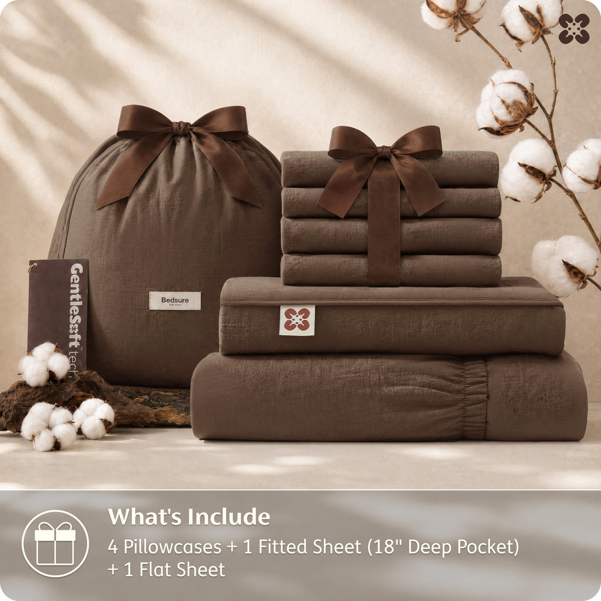6-Piece Washed Cotton Sheet Set