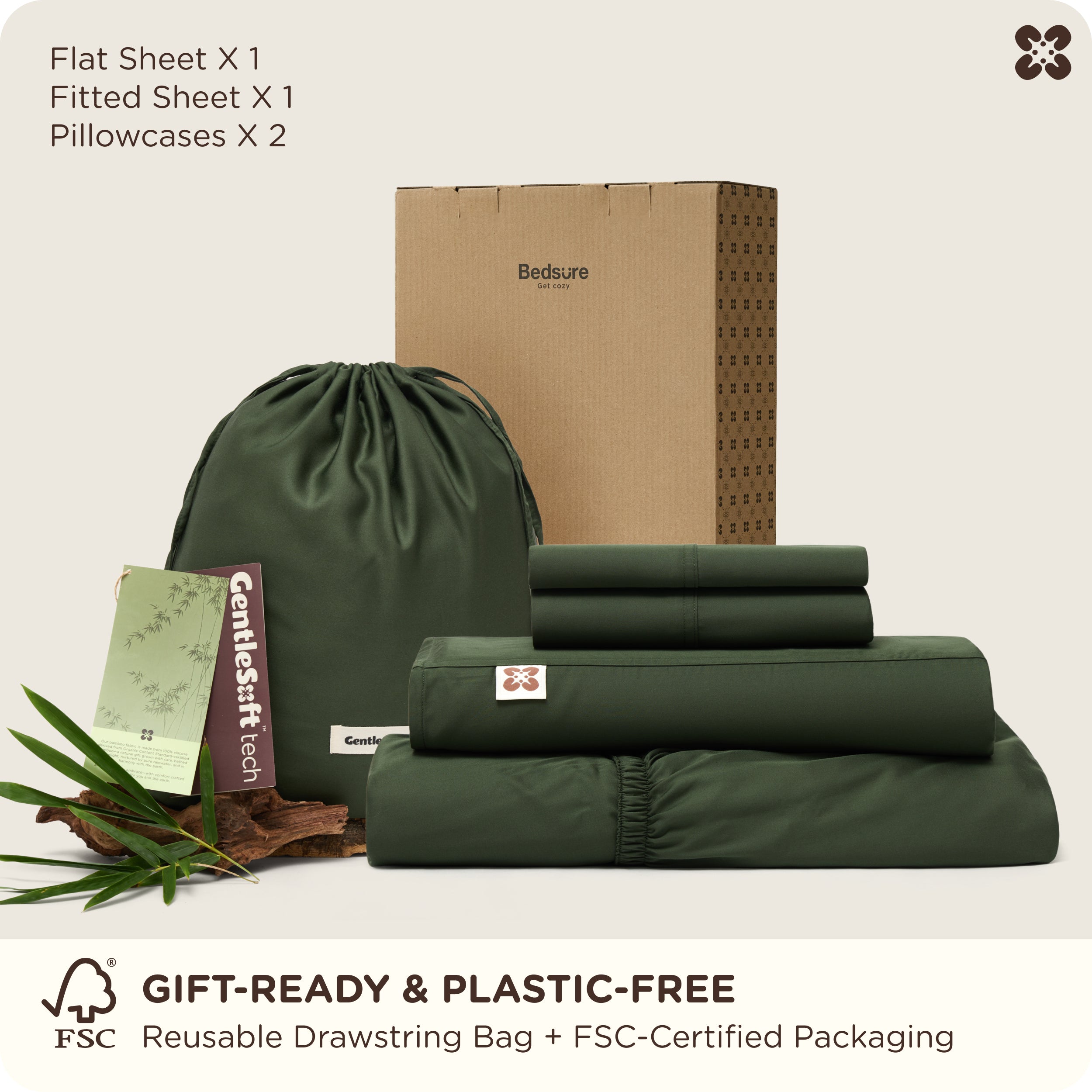 GentleSoft Bamboo Viscose Sheet Set | Cooling 300TC Sateen – Bedsure