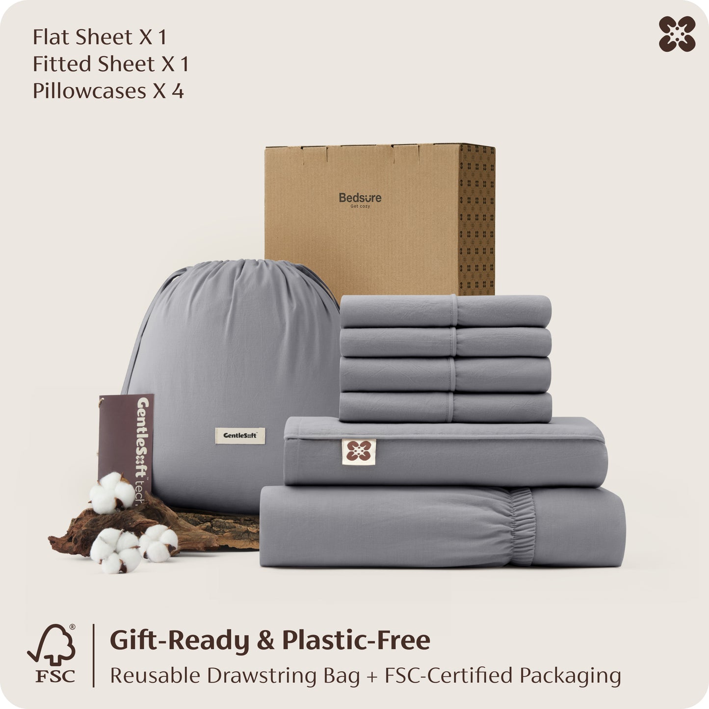 PureWoven™ 6-Piece Washed Cotton Sheet Set