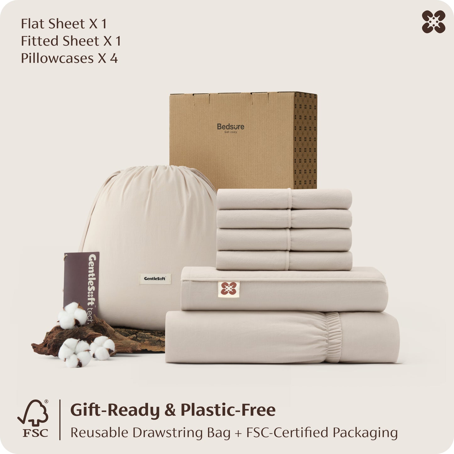 PureWoven™ 6-Piece Washed Cotton Sheet Set