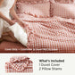 Ruffled Cotton-Like Gingham Duvet Cover Set