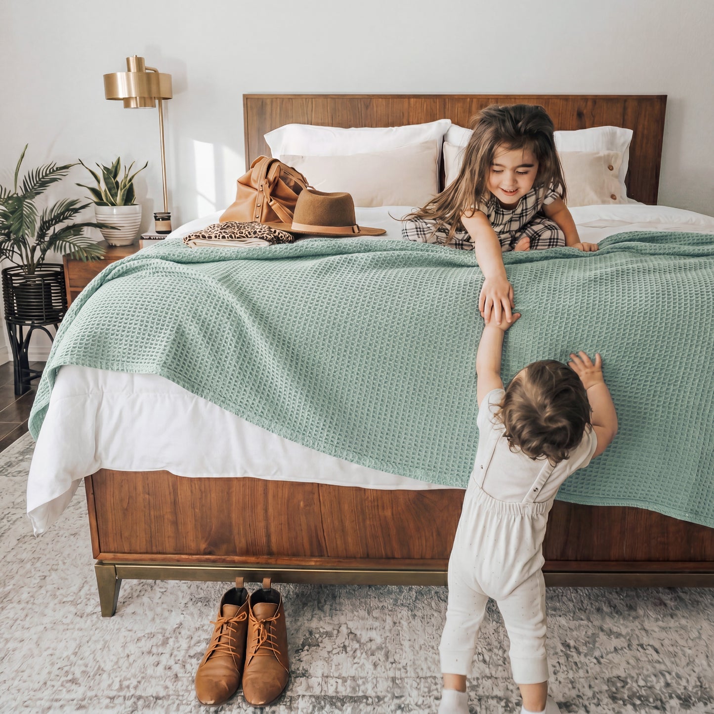 Pure Cutton Baske Weave Blanket