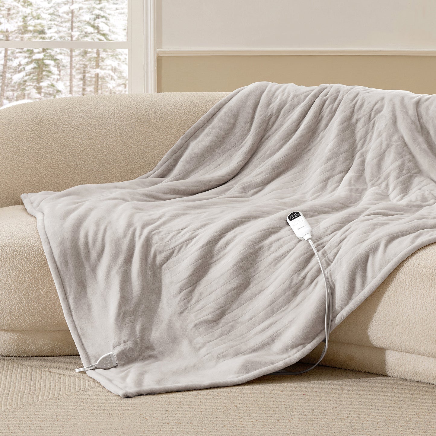 Solid Flannel Heated Blanket