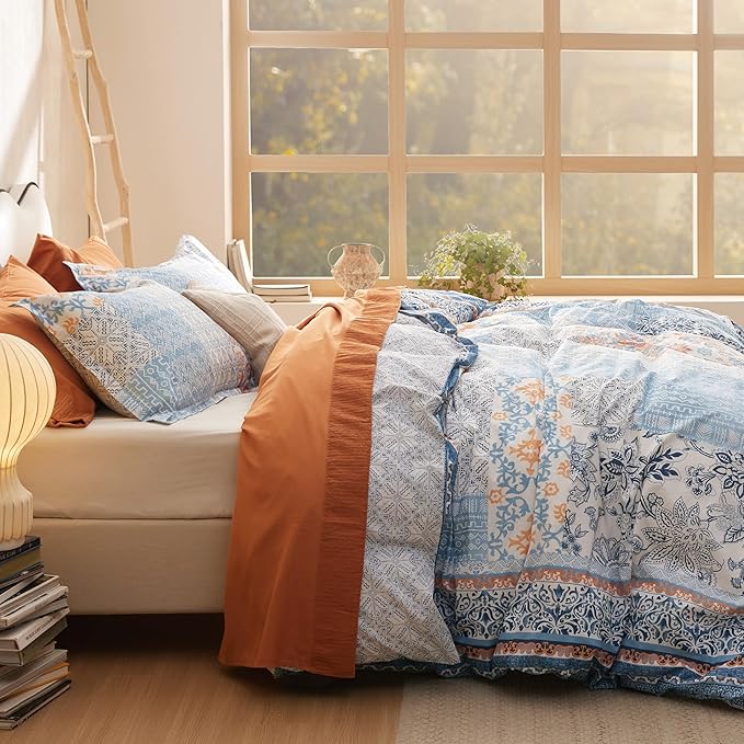 100% Cotton Reversible Floral Duvet Cover Set