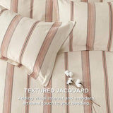 Bedsure 100% Cotton Stripe Textured Jacquard Duvet Cover Set