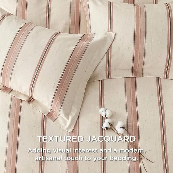 100% Cotton Stripe Textured Jacquard Duvet Cover Set
