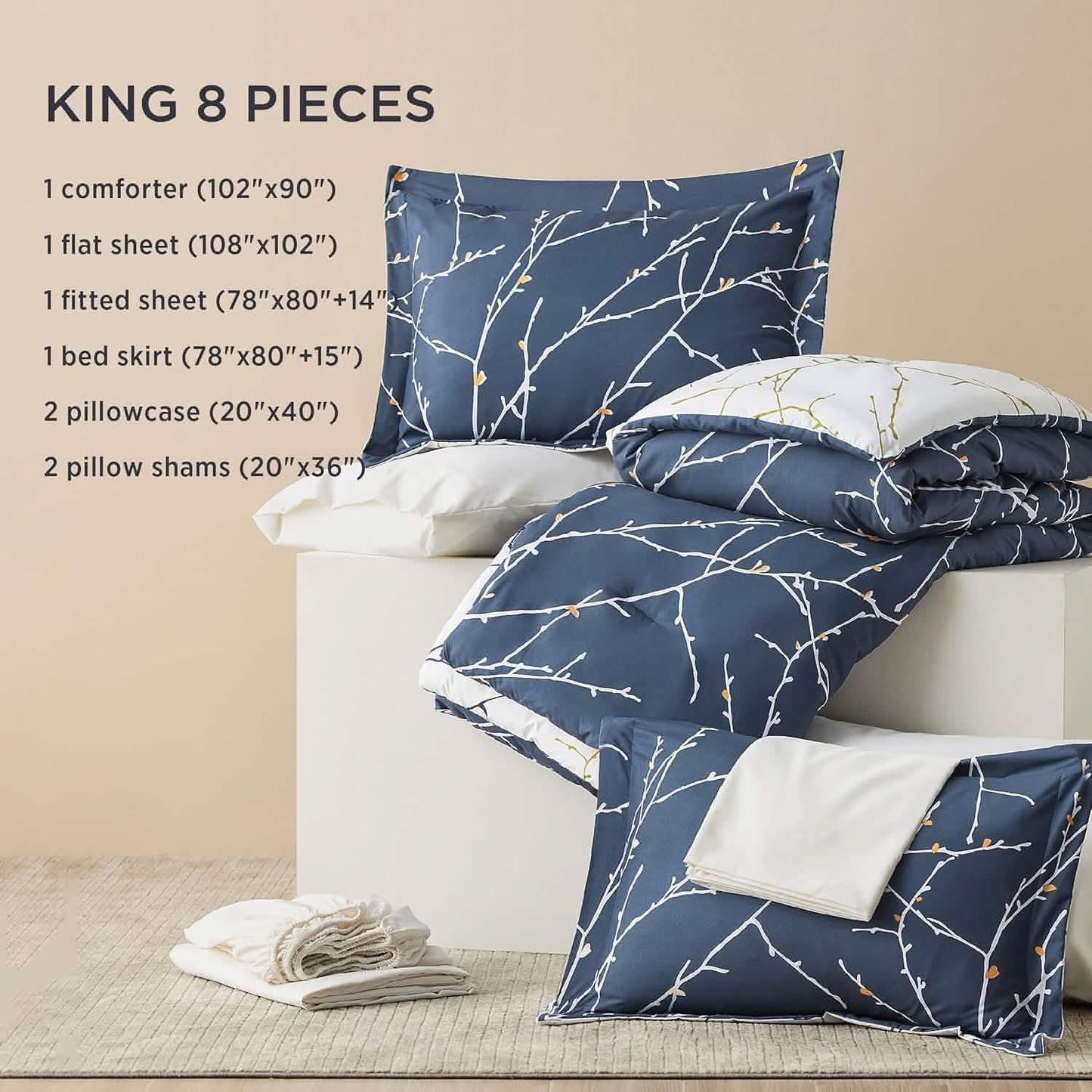 Tree Branch Floral Pattern Bed in A Bag
