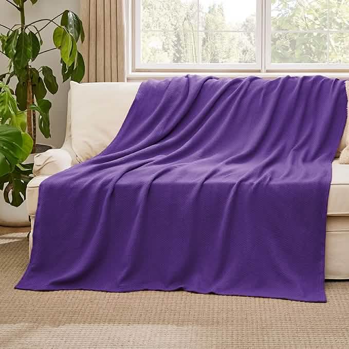 100% Cotton Herringbone Woven Blanket