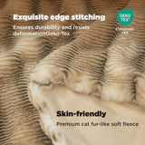Fluffy Striped Faux Fur Blanket Beige