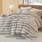 Carved Faux Rabbit Fur Duvet Cover Set Khaki