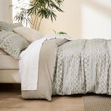 Yarn-Dyed Leaf Jacquard Duvet Cover Set