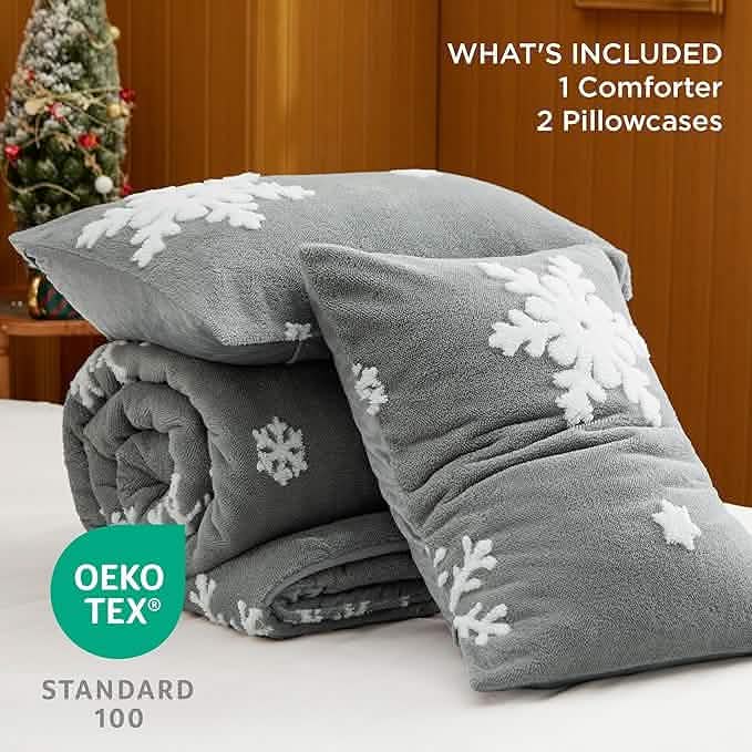 Snowflake Comforter Set Grey