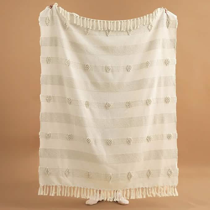 Striped Tufts Throw Blanket