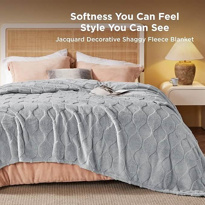 Acquard Decorative Shaggy Fleece Blanket