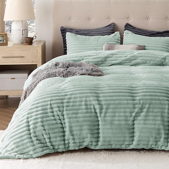 Bedsure Striped Flannel Duvet Cover Set