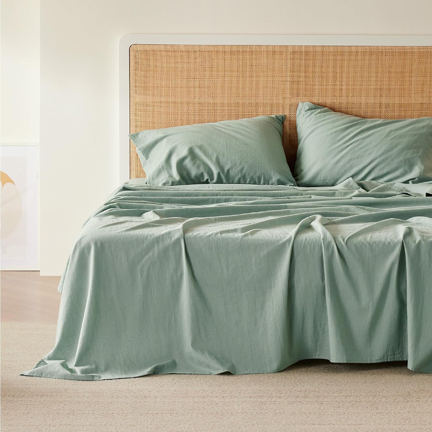 Bedsure Breathable Cotton Linen Bed Sheet Set