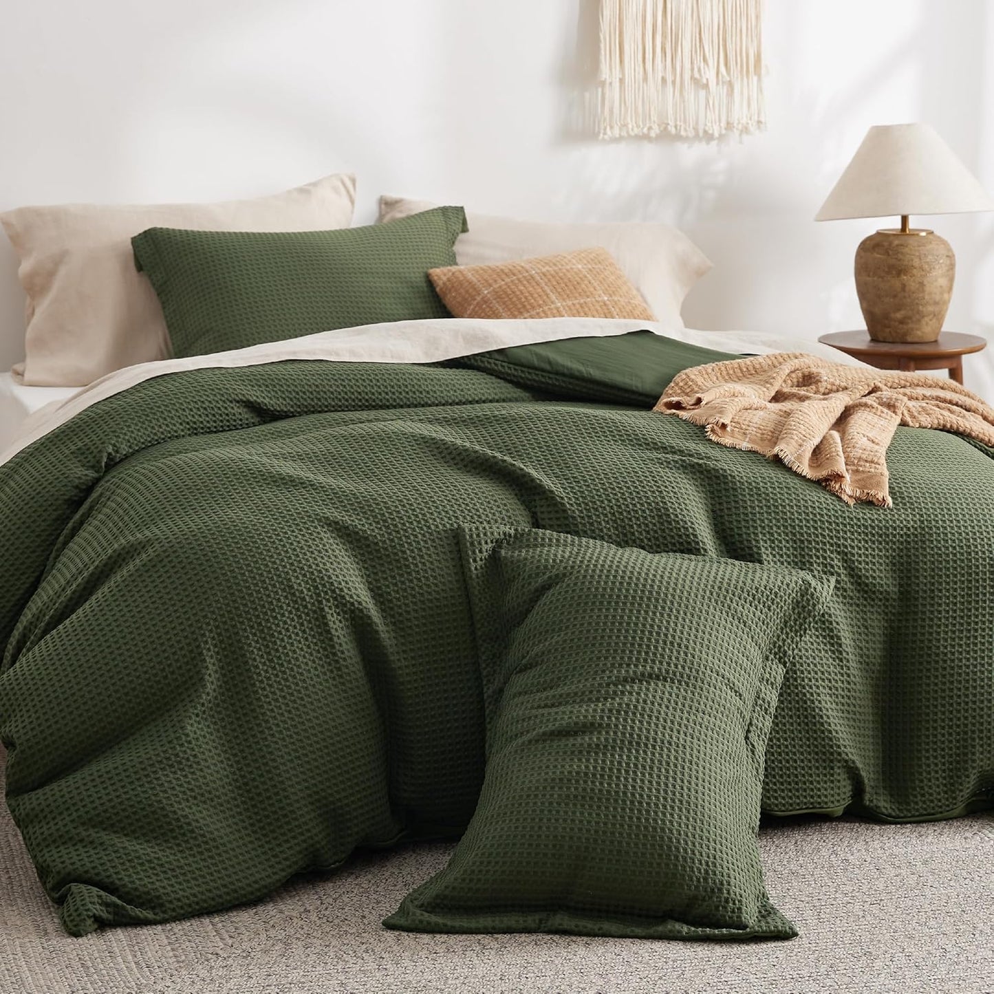 Polyester Microfiber Waffle Duvet Weave Duvet Cover Set