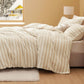 Carved Faux Rabbit Fur Duvet Cover Set Beige