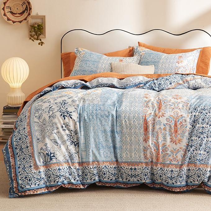 100% Cotton Reversible Floral Duvet Cover Set