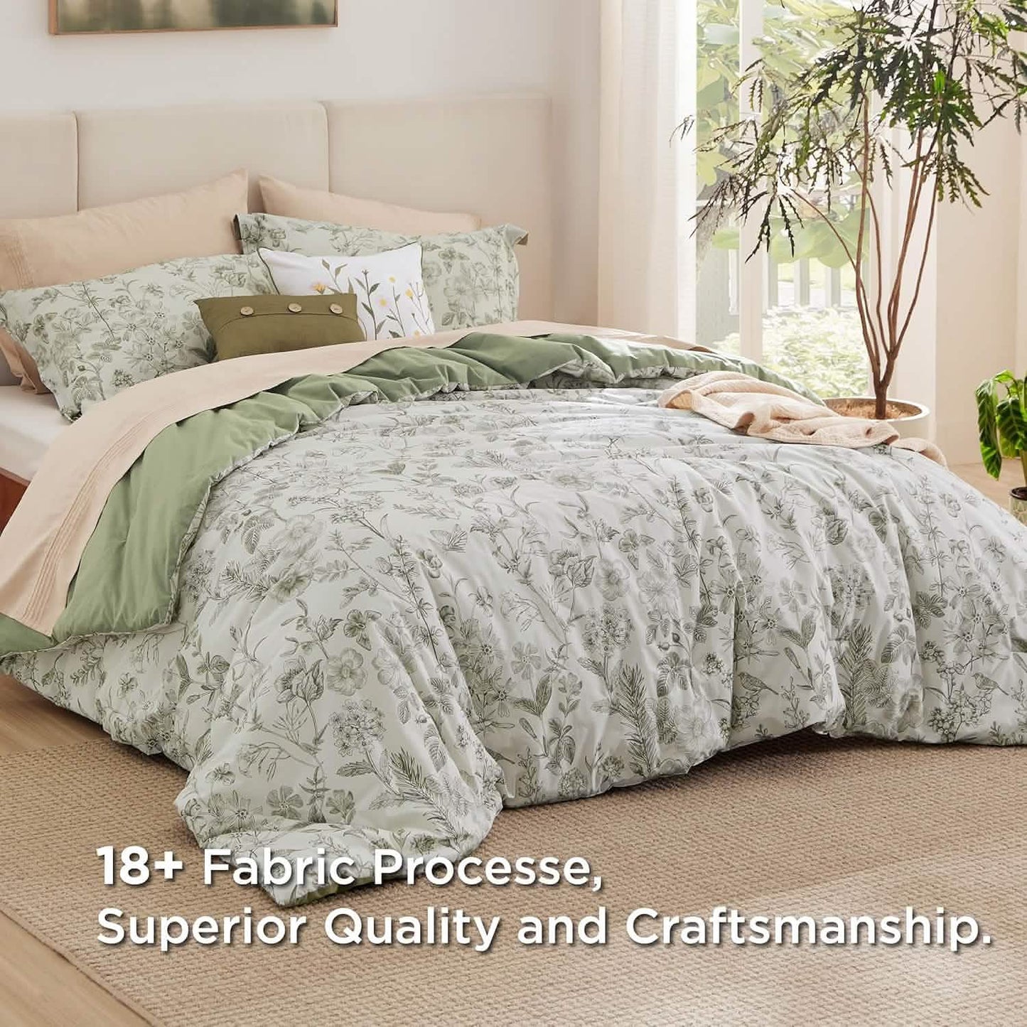 Autumn Floral Bed-in-a-bag Green