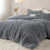 Bedsure Striped Flannel Comforter Set