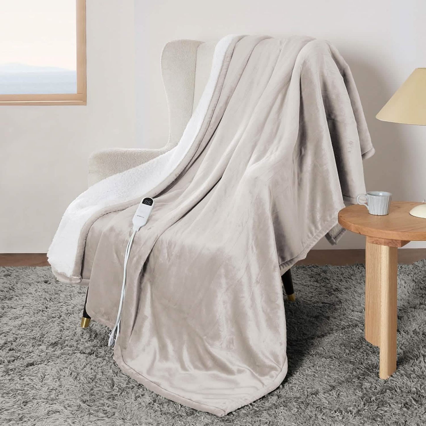 Solid Flannel Heated Blanket