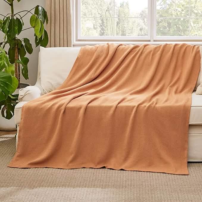 100% Cotton Herringbone Woven Blanket