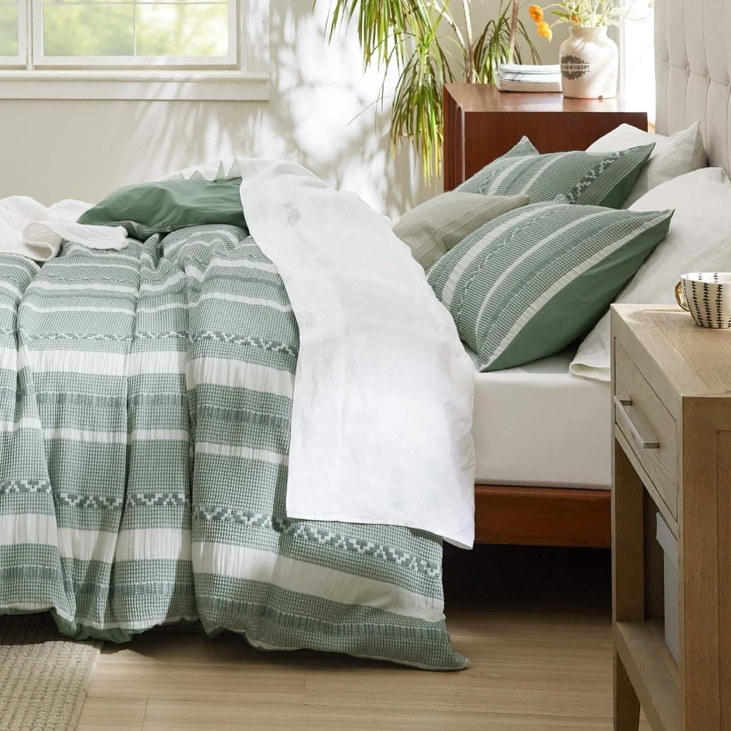 Cotton Boho Waffle Weave Duvet Cover Set