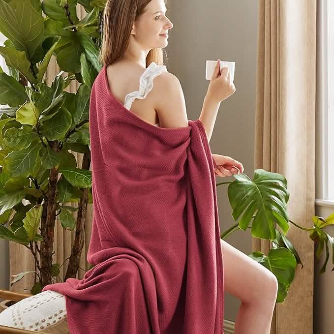 100% Cotton Herringbone Woven Blanket