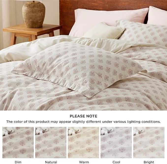 100% Cotton Floral Slub Print Duvet Cover Set