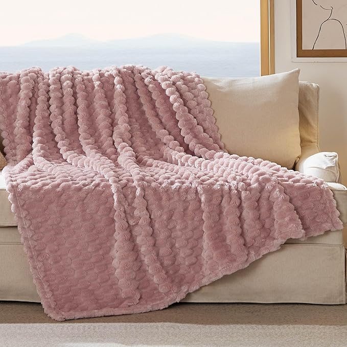 Bedsure Textured Bubble Flannel Fleece Blanket